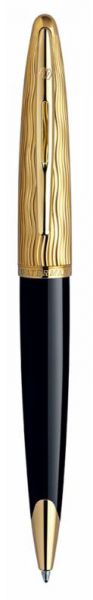 Ручка роллер WATERMAN Carene (S0909790) Essential Black GT (F) чернила: черный латунь позолота 23К